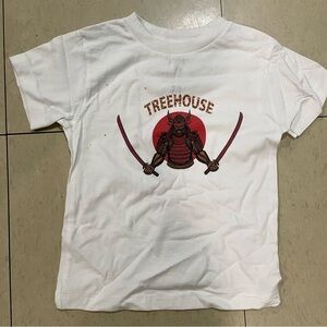 Treehouse Samurai White Graphic Tee Short Sleeve Kids Boys Girls (NEW)